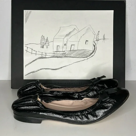 Stuart Weitzman Raven black ballet flats Size 9.5 M - Picture 1 of 14